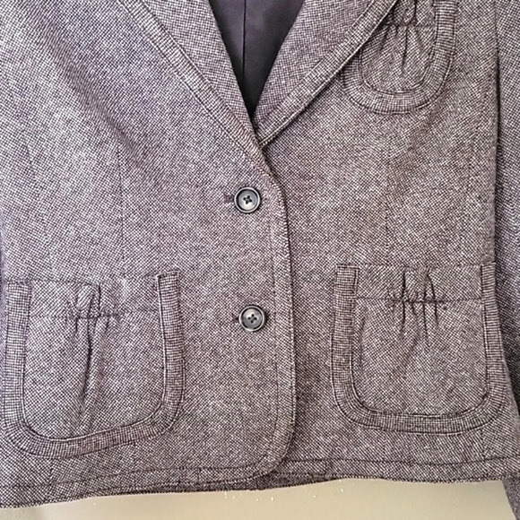 Banana Republic Womens Brown Tweed Wool Blend Cropped Blazer - Size 4 - Picture 4 of 10